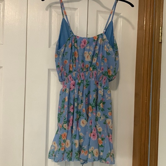 Flying Tomato Light Blue Ruffle Floral Romper US Size Small - Picture 2 of 8